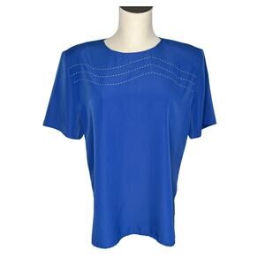 Vintage 80's Jordana Collection blue short sleeve top Size large